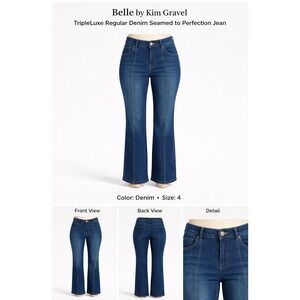 Belle by Kim Gravel Triple Luxe Denim Seamed to Perfection Wide Leg Jeans Blue 4